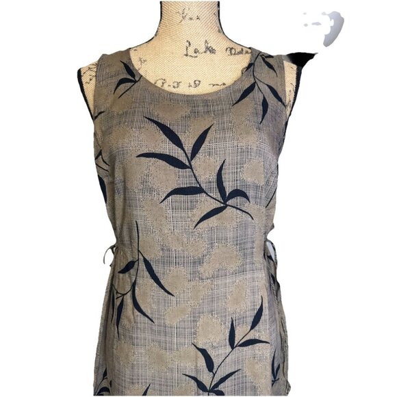 TEDDI Vintage Maxi Dress Brown Sleeveless Tropical Side Ties Coastal Grunge Sz 6 - Picture 5 of 9